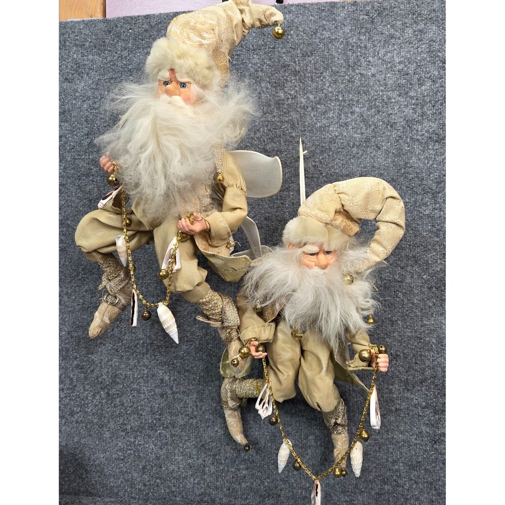 2‎ Mark Roberts Fairy Tan Gold Sea Shells Bells Nautical Whimsical Shelf Sitters